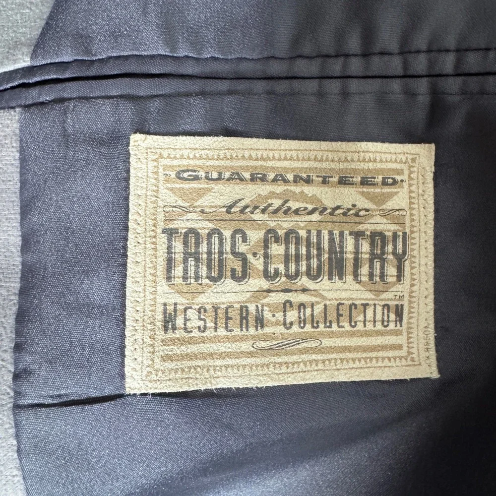 Taos Country Blazer Mens 44R Grey Faux Suede Western Yoke Made in USA Vintage